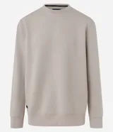 Buzo deportivo negro de poliéster con cuello redondo y mangas largas.