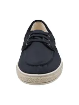 Alpargatas náuticas azul marino para hombre, confeccionadas con poliéster reciclado y descarne, con cordones y suela de goma.