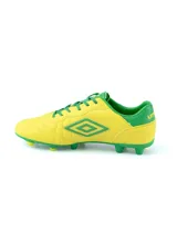 Championes de fútbol Umbro Touch FG, color blanco con detalles en naranja.