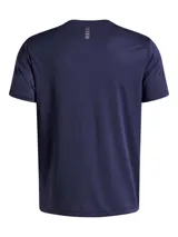 Remera deportiva Under Armour Launch Shortsleeve, color azul marino con logo blanco en el pecho.