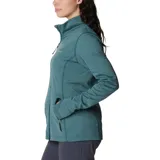 Campera polar Columbia con cierre frontal, bolsillos laterales con cierre y orificios para pulgares.
