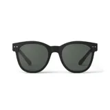 Lentes de sol Izipizi modelo N Sun, de forma cuadrada, color negro mate, con detalles de tres puntos plateados en los laterales y lentes grises polarizadas.