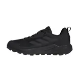 Championes de senderismo Adidas Terrex Anylander, color negro, de corte bajo, con exterior textil, punta reforzada, forro interno textil, mediasuela de EVA y suela Traxion ranurada.