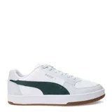Championes urbanos Puma Caven 2.0, color blanco con detalles en verde y suela color caramelo.