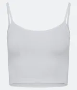 Musculosa cropped blanca de algodón con breteles finos y escote redondo.