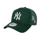 Gorra de béisbol New Era modelo League Ess Trucker Neyyan, color verde oscuro con logo de los New York Yankees bordado en blanco.
