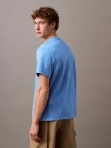 Remera celeste de algodón con el logo de Calvin Klein estampado en el pecho.