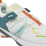 Championes Lacoste L003 Textile, color blanco con detalles en azul, verde y naranja.