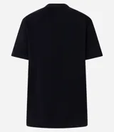 Remera negra de algodón con cuello redondo y manga corta. Presenta un gran estampado fotográfico en blanco y negro de Lady Gaga y el texto "LVDY GAGA" en la parte superior del gráfico.