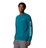 Buzo negro de cuello redondo con logo de Columbia estampado en el pecho. Puños y dobladillo acanalados.