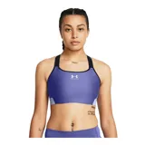 Top deportivo de compresión Under Armour HeatGear High, color celeste, con breteles regulables y espalda deportiva.