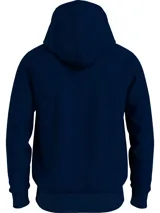 Buzo con capucha y cierre de cremallera Tommy Hilfiger, color azul marino, con logo bordado en el pecho y bolsillos laterales.