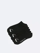 Pack de seis pares de medias de corte bajo color negro, con logo de Calvin Klein Jeans en blanco.