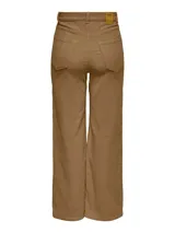 Pantalón de pana color marrón claro, de corte recto y cintura alta.