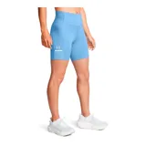 Short deportivo negro de tiro alto, con calza interna y logo de Under Armour en la pierna izquierda.