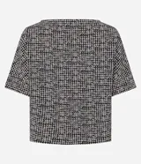 Blusa de crepé con estampado de cuadros pied-de-poule, cuello redondo y mangas cortas.