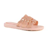 Sandalias Ipanema modelo Tires, color oro rosa, con tres tiras anchas horizontales y logo de la marca en una de las tiras.