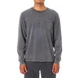 Remera gris de manga larga con bolsillo en el pecho.