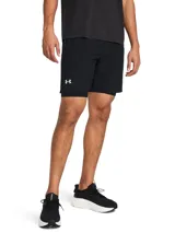 Short de running Under Armour Launch 7 2N1, color azul con detalles en celeste.
