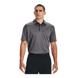 Chomba Under Armour Tech Polo para hombre, de color negro con logo en el pecho y detalles en gris en el cuello. Confeccionada con tejido UA Tech™ de secado rápido y corte holgado.