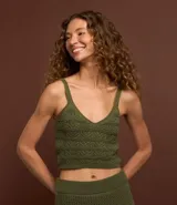 Blusa de punto color verde militar con breteles finos y escote en V.