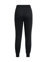 Pantalón de jogging Under Armour Icon Fleece para mujer, color negro con logo blanco en el muslo izquierdo.