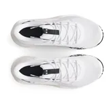 Zapatillas deportivas negras con detalles en blanco, diseño ligero y parte superior duradera.