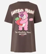 Remera marrón de algodón con estampa del oso Lotso de Toy Story.
