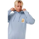 Canguro celeste con capucha y cordones ajustables, bolsillo tipo canguro y logo Rip Curl estampado en el pecho.