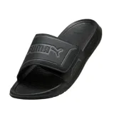 Ojotas Puma modelo Royalcat Comfort 2, color negro, con tira ancha ajustable mediante velcro que lleva el logo PUMA en relieve.