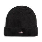 Gorro de lana negro con logo de zapatilla Puma bordado en el frente.
