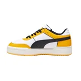 Championes Puma CA Pro Sport, color blanco con detalles en amarillo y negro. Zapatillas de estilo urbano con suela de plataforma.