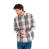 Camisa de hombre a cuadros, de manga larga, con bolsillo en el pecho.