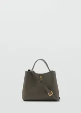 Bolso de mano color verde militar con diseño estructurado y asa ajustable.