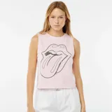 Musculosa rosa con estampa frontal del logo de la banda The Rolling Stones.
