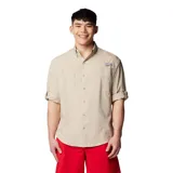 Camisa blanca de manga larga Columbia Tamiami II para hombre, con tecnología Omni-Shade UPF 40 de protección solar y Omni-Wick de evaporación avanzada.