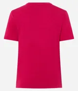 Remera básica de manga corta y cuello redondo, color bordó oscuro, confeccionada en viscolycra.