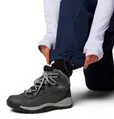 Pantalón de senderismo Columbia Brea Falls Nylon para mujer, color azul marino. Confeccionado en tejido repelente al agua y resistente a las manchas, con protección solar UPF 50. Cuenta con cintura elástica parcial, cinturón integrado y extraíble, bolsillos con cierre y puños ajustables con cordón.