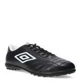 Championes de fútbol 5 Umbro Classico II TF, color negro con logo Umbro en azul y suela blanca.