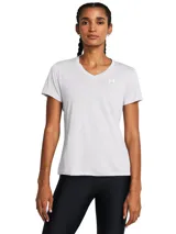 Remera deportiva Under Armour Tech SSV Twist, color blanco, de corte suelto y tejido ligero.