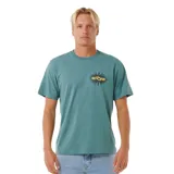 Remera verde de manga corta con logo de Rip Curl estampado en el pecho.