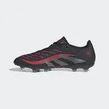 Championes de fútbol Adidas Predator League, color negro con detalles en gris y rojo.