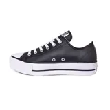 Championes urbanos Converse Chuck Taylor All Star con plataforma, color negro, capellada de cuero sintético y suela de goma blanca.