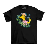 Remera negra con estampado de Bart Simpson fumando.