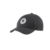 Gorra negra de algodón con visera curva y logo Converse All Star bordado en el frente.
