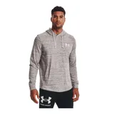 Buzo Under Armour Rival Terry de hombre, color gris jaspeado, con capucha y cordones ajustables. Logo de la marca estampado en el pecho.