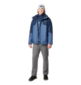 Campera Columbia 3 en 1 color azul marino, con capa exterior impermeable y transpirable, tecnología termorreflectante Omni-Heat™ y forro polar interior. Capucha desmontable y ajustable, puños y dobladillo ajustables, bolsillos con cremallera y protector de barbilla.