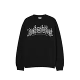 Buzo negro de algodón y poliéster con cuello redondo y puños y cintura acanalados. Estampado frontal con el logo de la marca en letras góticas blancas y la frase "Rockers Underground Culture".