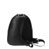 Mochila mediana Bottero de cuero sintético color negro, con múltiples bolsillos con cierre y logo de la marca en el frente.