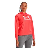 Canguro Under Armour Rival Fleece color rojo con logo blanco estampado en el pecho.